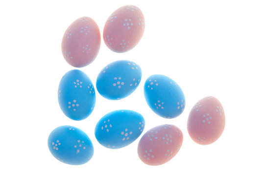 Painted Easter eggs on white background. Isolated.