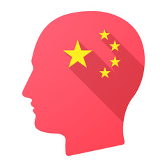 Long shadow male head icon with  the five stars china flag symbo