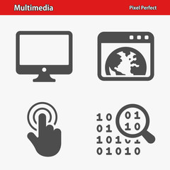 Multimedia Icons. Professional, pixel perfect icons optimized for both large and small resolutions. EPS 8 format.