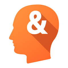 Long shadow male head icon with an ampersand