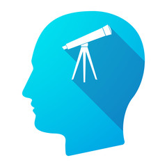 Long shadow male head icon with a telescope