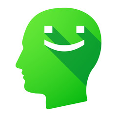 Long shadow male head icon with a smile text face