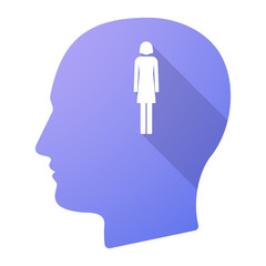 Long shadow male head icon with a female pictogram