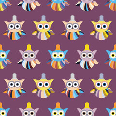 Seamless decorative vector background with owls. Print. Repeating background. Cloth design, wallpaper.