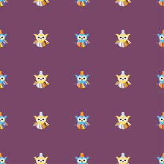 Seamless decorative vector background with owls. Print. Repeating background. Cloth design, wallpaper.