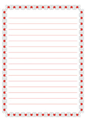 A page of notepad. Frame with heart pattern.