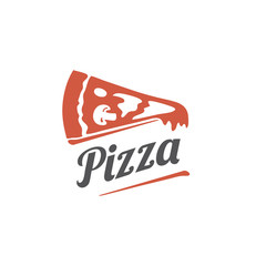 Pizza slice with text