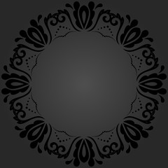 Elegant vector round ornament in the style of barogue. Abstract traditional dark pattern with oriental elements