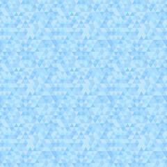 Geometric vector pattern with different blue triangles. Seamless abstract background