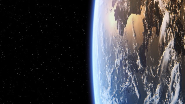 Flying Over The Earth. 3D Animation. 4K (3840x2160). Loop. 