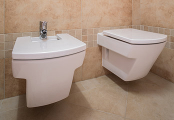 Toilet and bidet in modern design