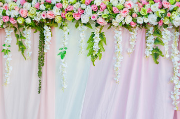 Fake flower and background  in wedding.(Soft focus.)