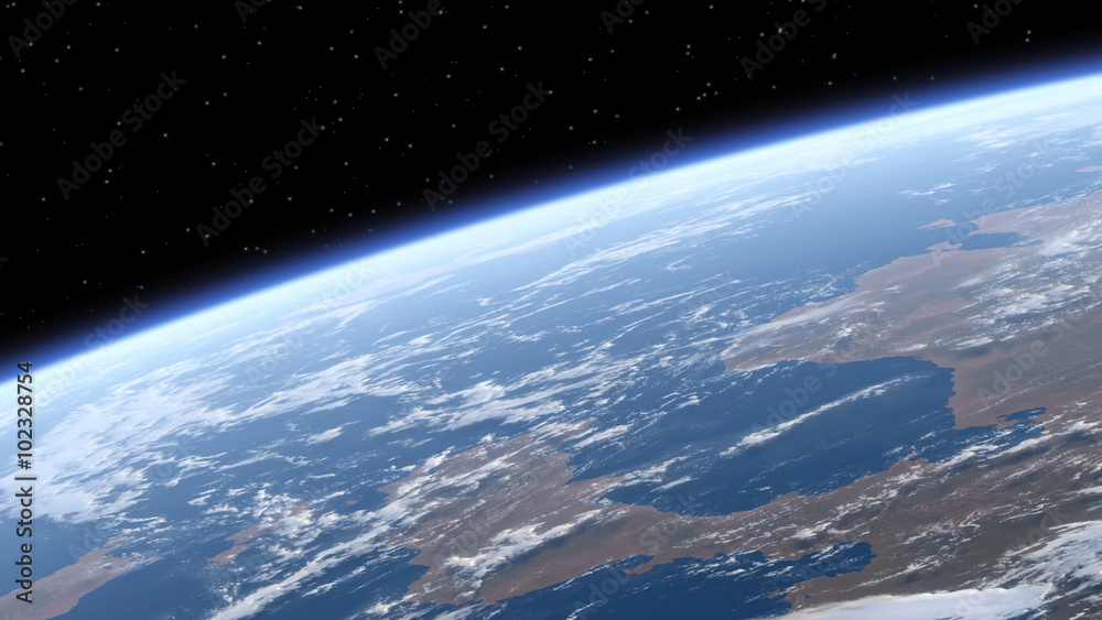 Wall mural flying over the earth. 3d animation. loop. ultra hd. 3840x2160.