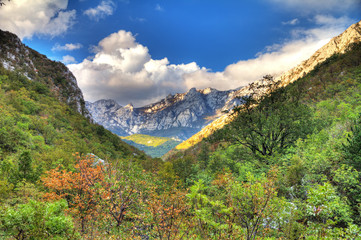 Vibrant mountain valley in the mountains of Velebit national park in Croatia