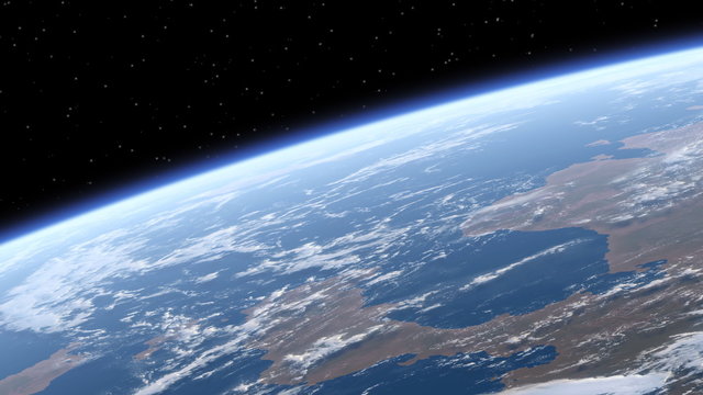 Flying Over The Earth. 3D Animation. Loop. Ultra HD. 3840x2160. 