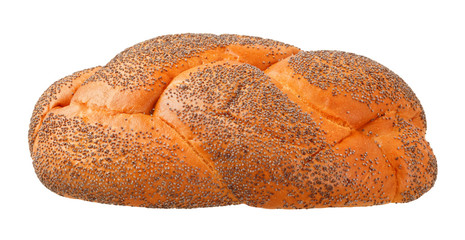 bread with poppy seeds on a white background.