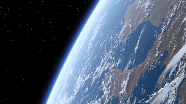 Flying Over The Earth. 3D Animation. Loop. Ultra HD. 3840x2160. 
