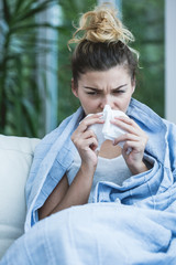 Woman suffering from flu