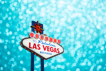 Las vegas sign on blur bokeh background © littlestocker