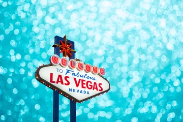 Tragetasche Las Vegas-Schild auf Unschärfe-Bokeh-Hintergrund © littlestocker