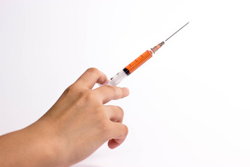 Syringe in hand