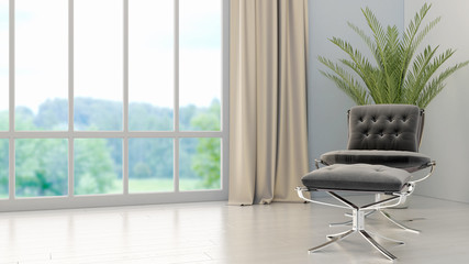 modern bright living room 3D render