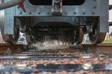 Fototapeta na wymiar Chassis historical steam train standing on the tracks