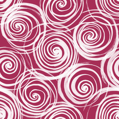 Fototapeta na wymiar Seamless pattern with abstract roses on pink background. Beautiful floral ornament. Textile print, wallpaper.
