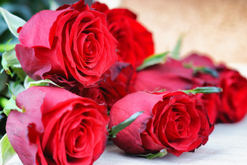 Fototapeta premium Colorful flower bouquet from red roses