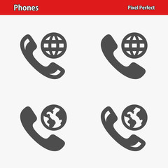 Phones Icons. Professional, pixel perfect icons optimized for both large and small resolutions. EPS 8 format.
