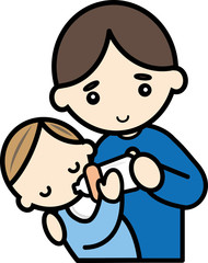 ミルクをあげるパパ