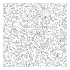 Pattern for coloring book. Ethnic, floral, doodle, vector, desig