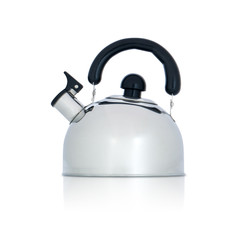 iron kettle with whistle isolated on white