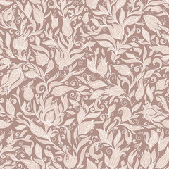 Paisley Flowers Design Elements Seamless Pattern