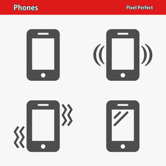 Phones Icons. Professional, pixel perfect icons optimized for both large and small resolutions. EPS 8 format.