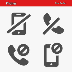 Phones Icons. Professional, pixel perfect icons optimized for both large and small resolutions. EPS 8 format.