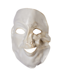 White deformed mask isolated on white with clipping path 
