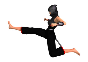 Female Ninja on White