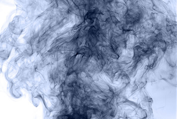 blue smoke on a white background. inversion