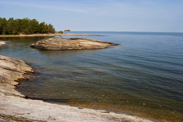 Rocky coastline at the sea archipelago
