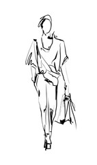 Fashion model. Sketch.