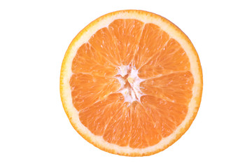 Slice of fresh orange isolated on white background