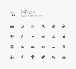 Food vector pixel perfect solid symbol icon set.