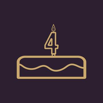 Cake with candles in the form of number 4 icon