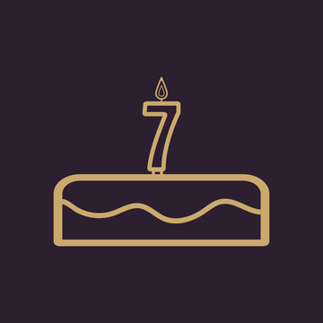 Cake with candles in the form of number 7 icon