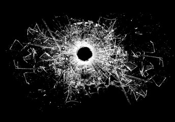 Bullet hole isolated on black
