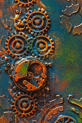 handmade steampunk background mechanical cogs wheels clockwork