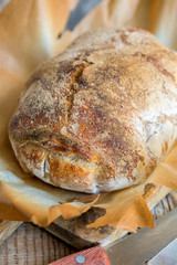Fresh Italian ciabatta close-up.