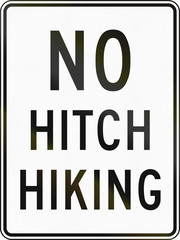 United States MUTCD regulatory road sign - No hitchhiking