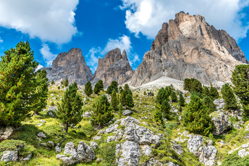Hiking and trekking in the beautiful Mountains of Dolomites,  Italy